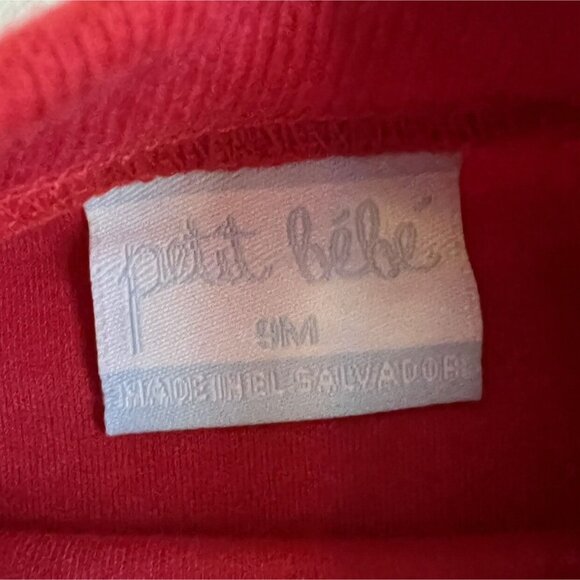Petit Bebe Mock Neck Shirt Baby Boys Dark Red Long Sleeve Cotton Pullover Sz 9M - Picture 7 of 11